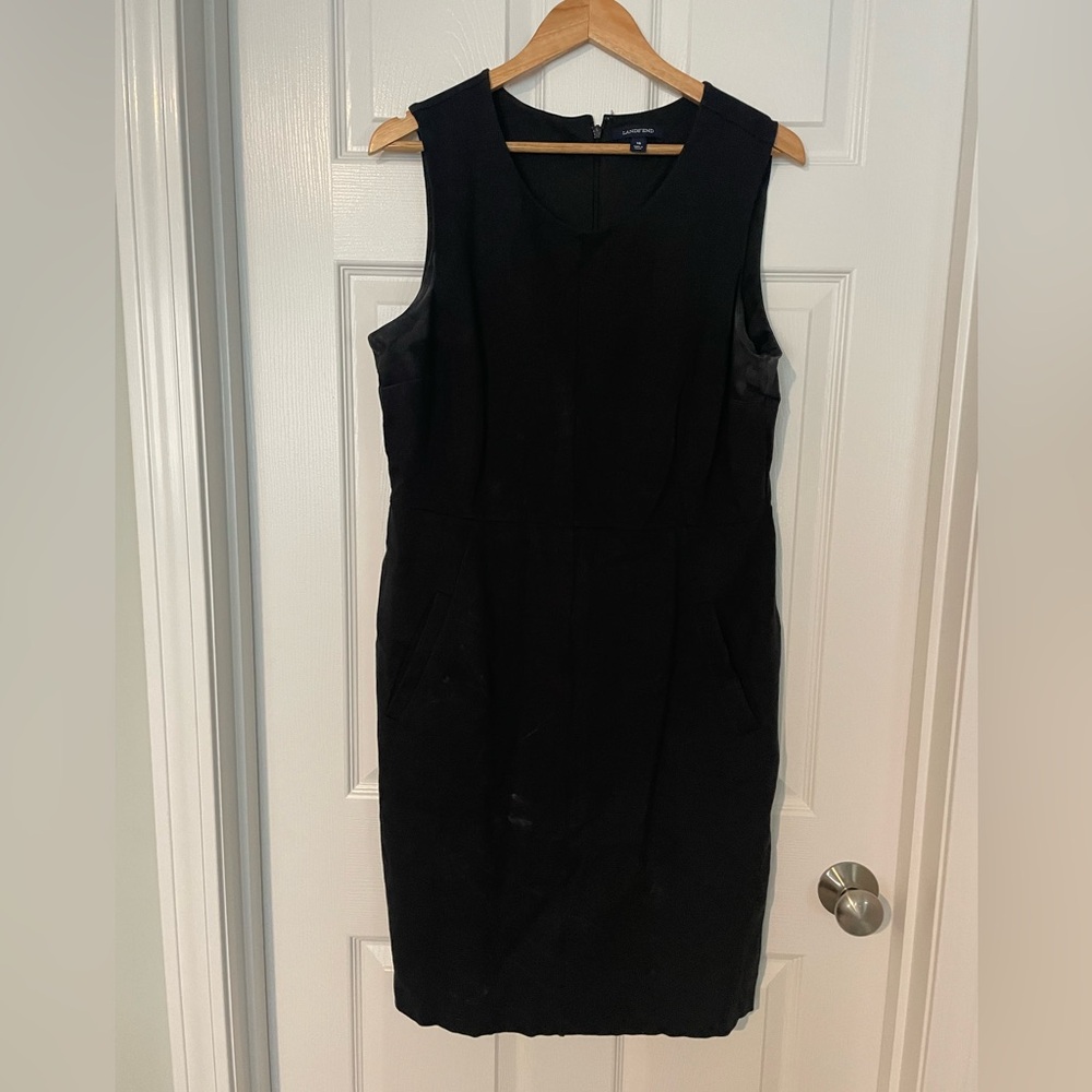 Lands End Classic Little Black Office/Cocktail Dress